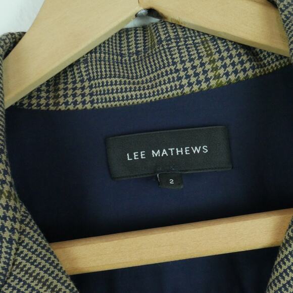 Lee Matthews Size 2 Dress Plaid Academia Old Money Preppy Puff Sleeve Officecore - Picture 2 of 9